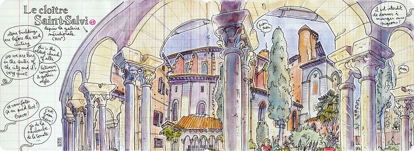 Travelbook of the city of Albi in France. - Ilustración tradicional