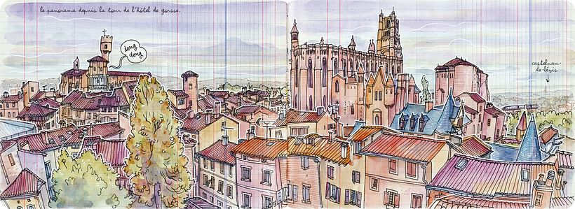 Travelbook of the city of Albi in France. - Ilustración tradicional