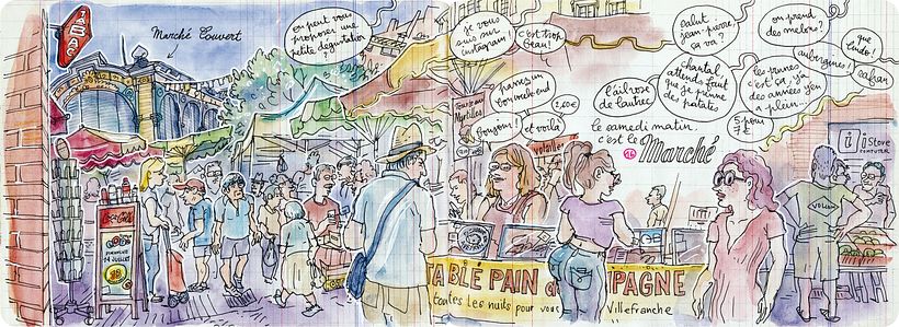 Travelbook of the city of Albi in France. - Ilustración tradicional