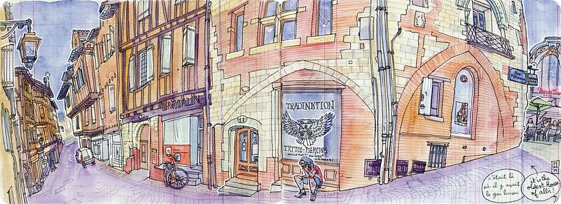 Travelbook of the city of Albi in France. - Ilustración tradicional