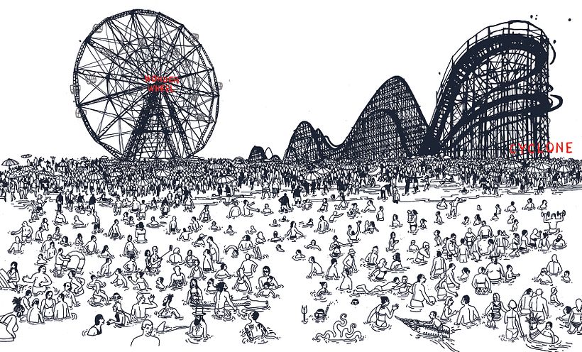 Coney Island, from my illustrated book " I am New York", Moleskine