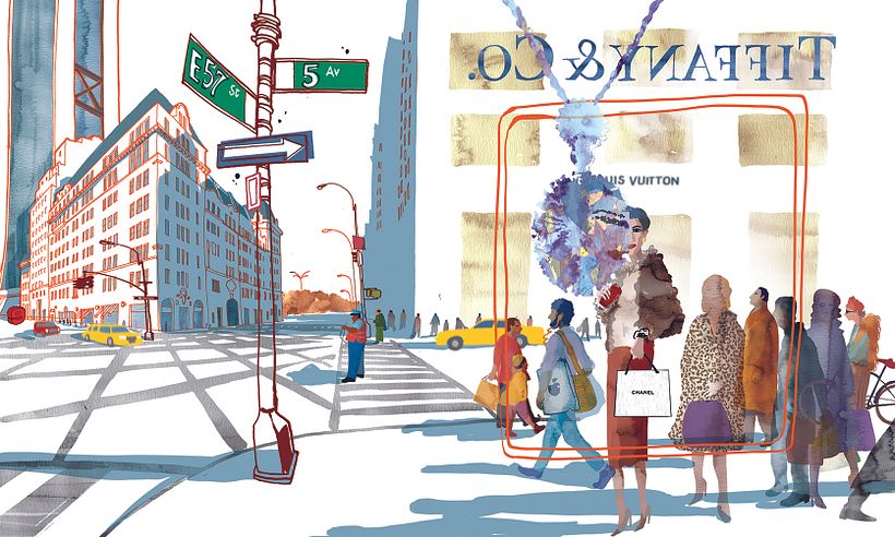 The Fifth Avenue, from my illustrated book " I am New York", Moleskine