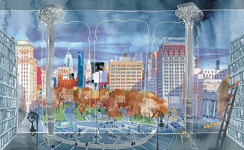 Union Square, from my illustrated book " I am New York", Moleskine