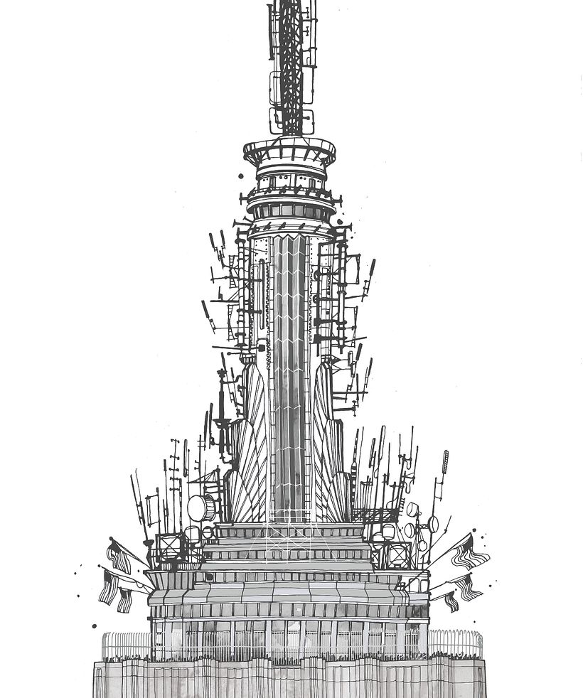 Empire State Building Spire, from my illustrated book " I am New York", Moleskine