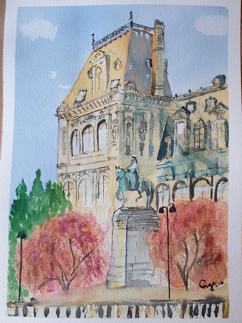 Mi Proyecto del curso: Dibujo arquitectónico con acuarela y tinta. Edificio París -1