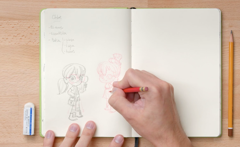 Registre sua criatividade no sketchbook testando personagens com Caio Martins 3
