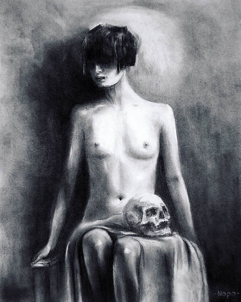 Sem título, Carvão sobre papel, 50x40cm