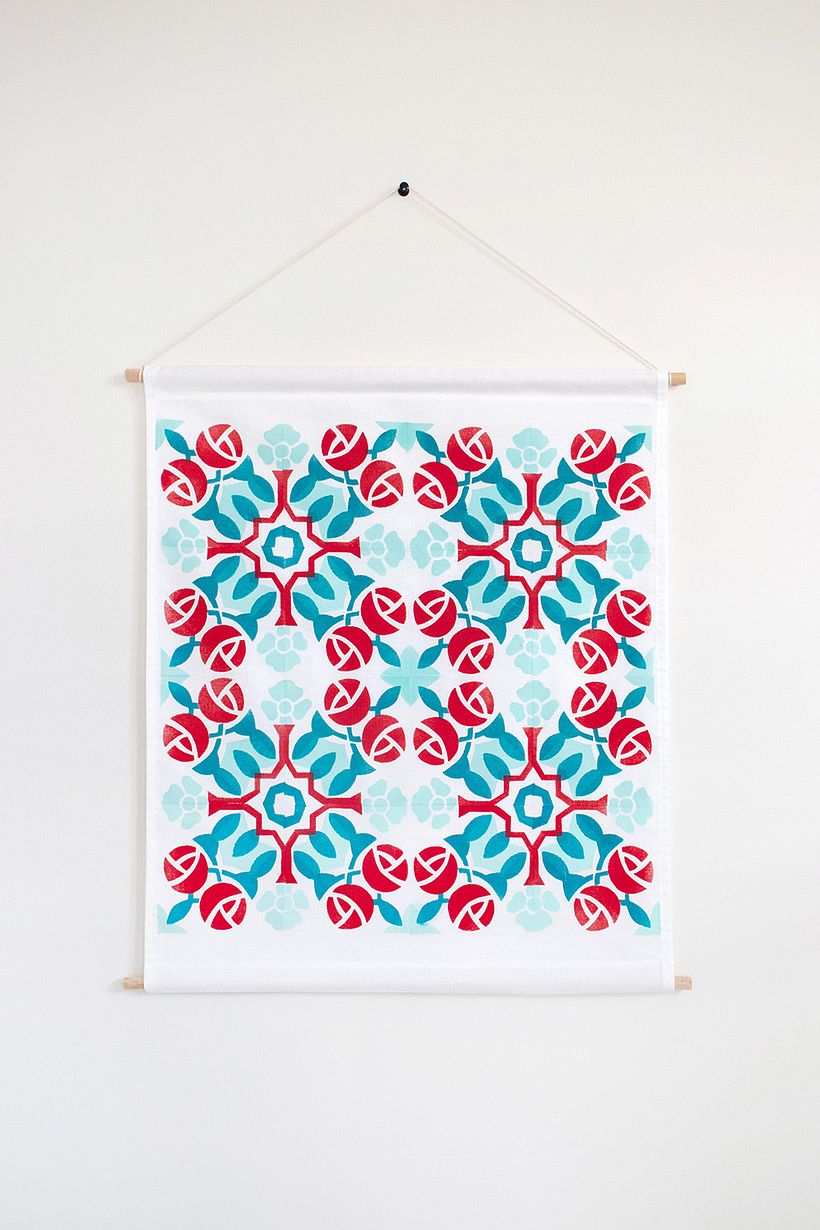 Portuguese Tile Fabric Wall Hanging 6