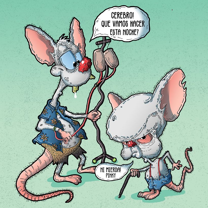Ilustración Digital Pinky y Cerebro