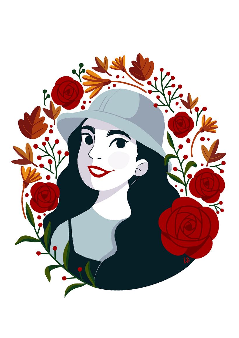 Meu projeto do curso: Retrato ilustrado com elementos botânicos 0