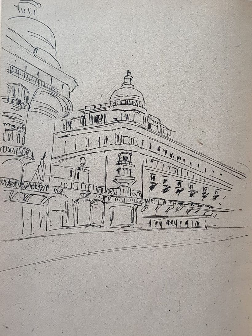 Cairo Downtown old buliding_Architectural Sketching with Watercolor & Ink 0