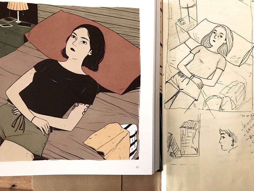 Esboço pré-livro. Alguns dos esboços originais evoluíram para o desenho final ao longo do tempo.