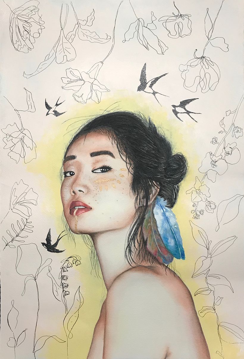Mi Proyecto del curso: Retrato ilustrado en acuarela -1