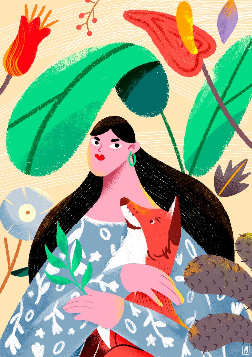 "WOMAN IN NATURE" - Mi Proyecto del curso: Ilustración flat con Photoshop 1