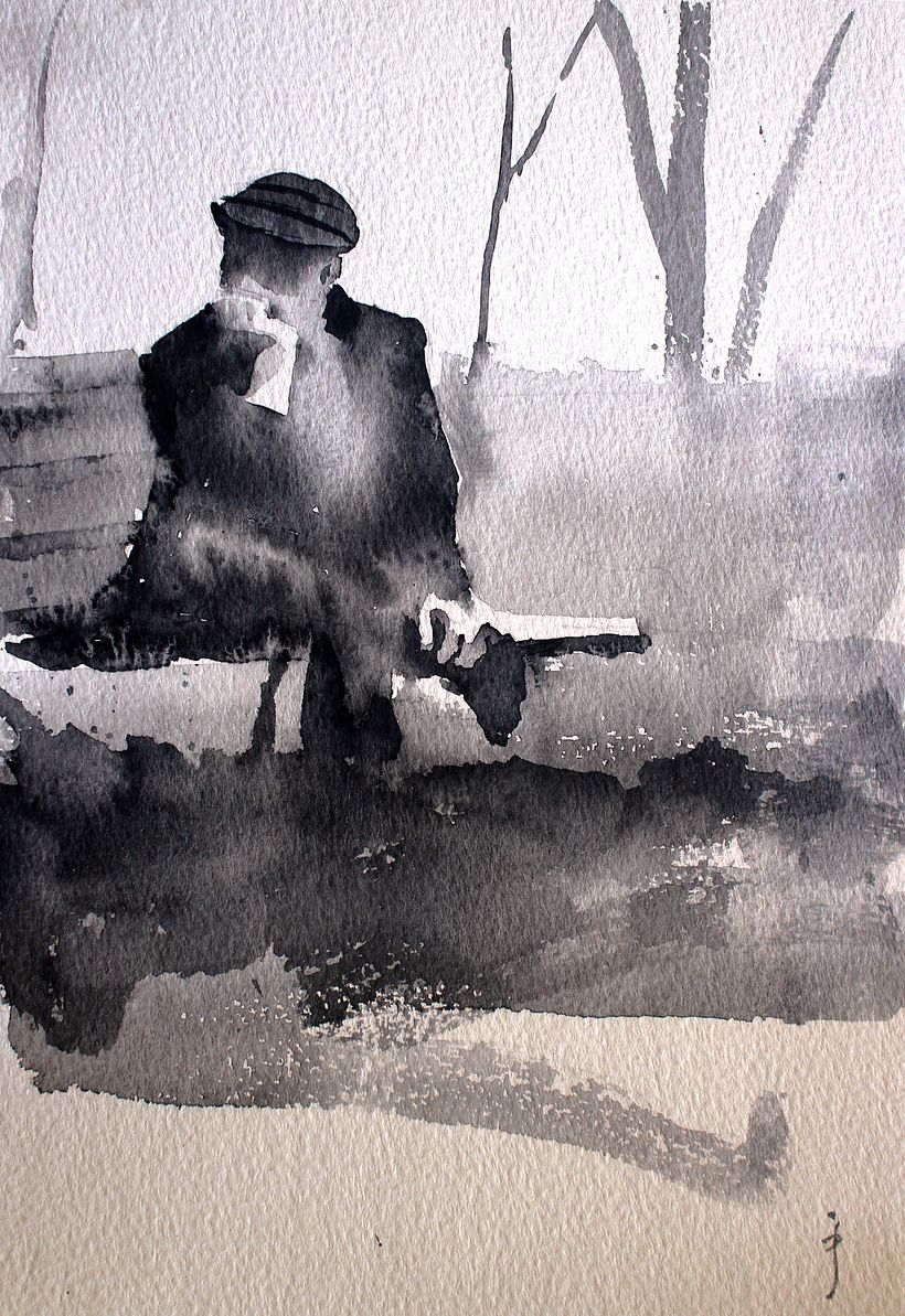 B&W Watercolor Figures -1