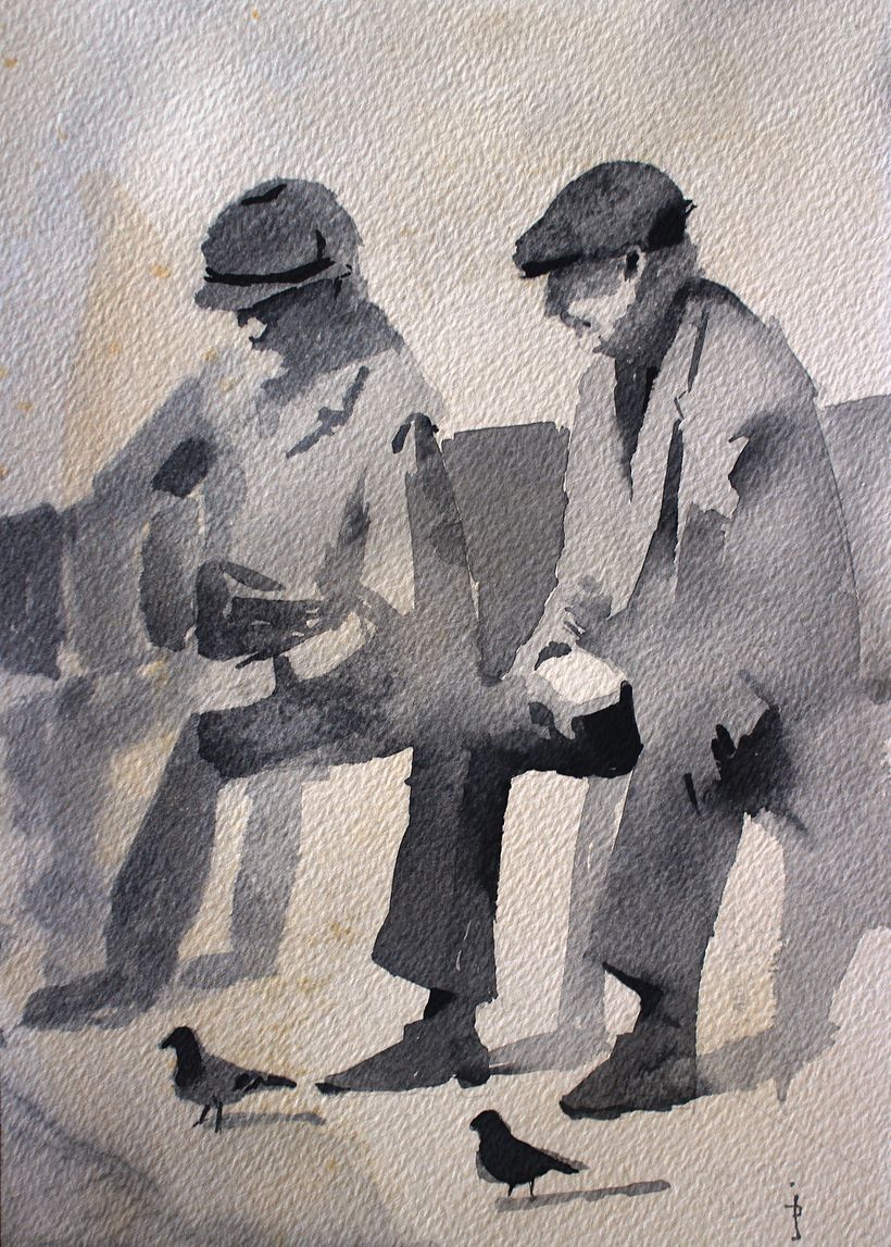 B&W Watercolor Figures 0