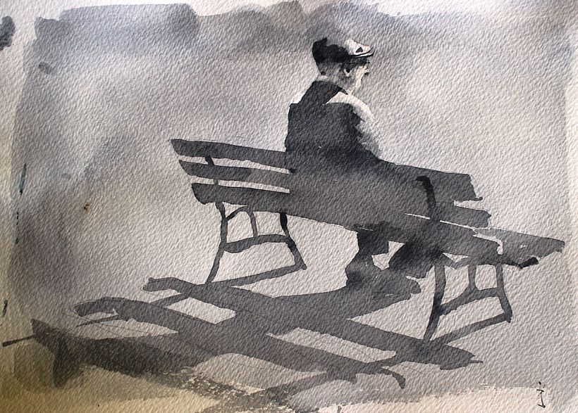 B&W Watercolor Figures 3
