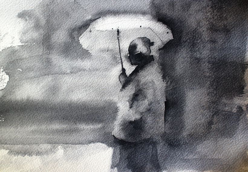 B&W Watercolor Figures 6