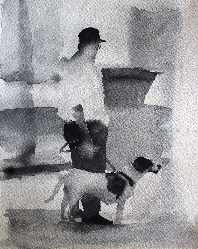B&W Watercolor Figures 7