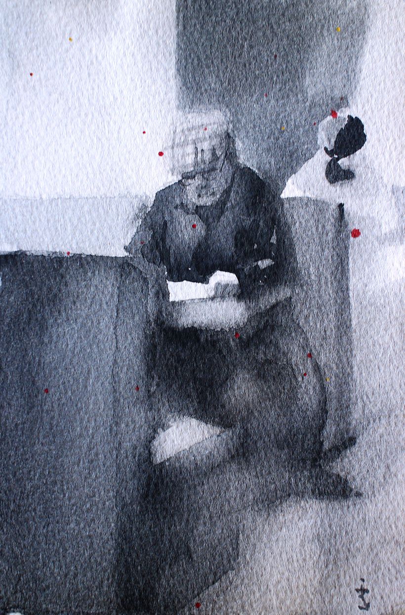 B&W Watercolor Figures 8