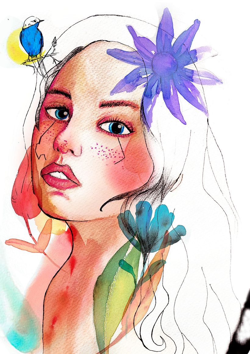 Mi Proyecto del curso: Retrato ilustrado en acuarela 0