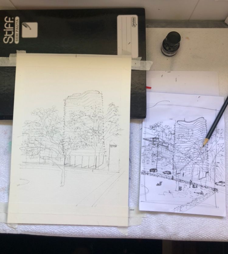 Meu projeto do curso: Desenho arquitetônico com aquarela e tinta 1