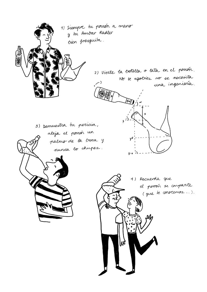 AMBAR RADLER- Porrón - Traditionelle Illustration