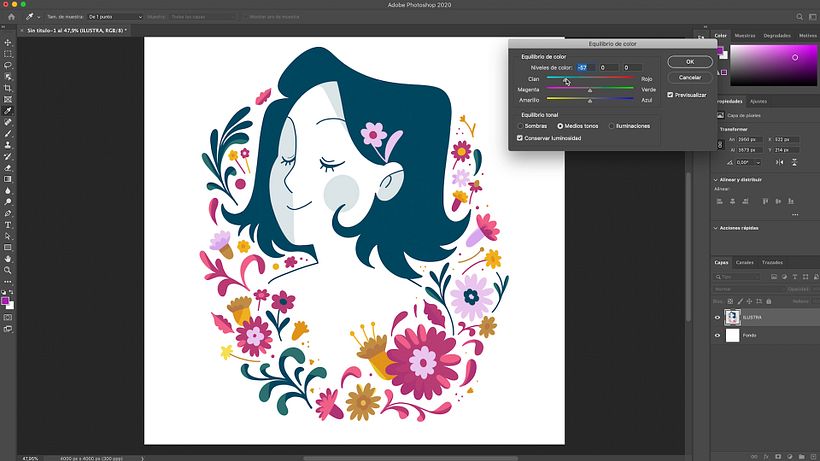 Colors with cooler tones