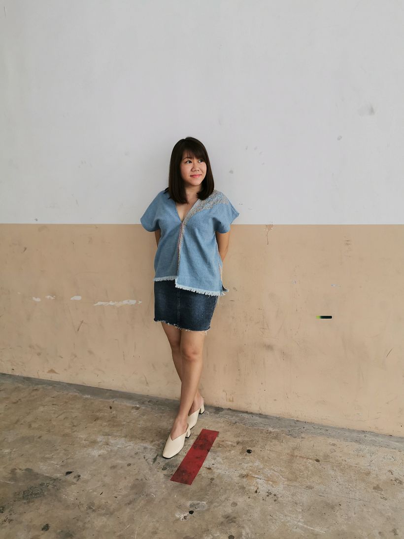 My final product: From a denim dress transformed into a blouse :)