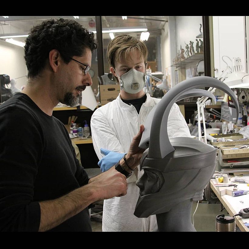 José and Bryan Duly modeling the Loki case. Ironhead studio