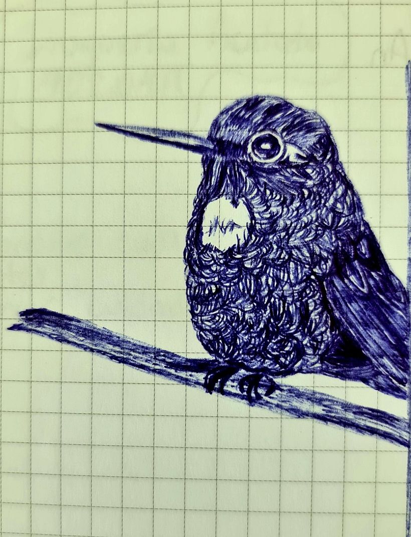 Pájaro en lapicero azul 1
