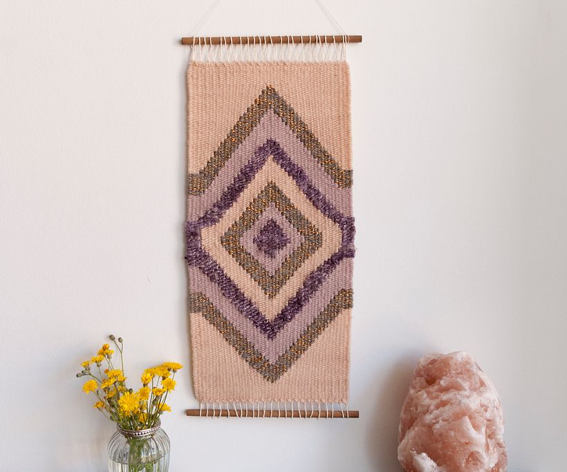 Tapiz Equilibrio tejido con lana y fibra de banana