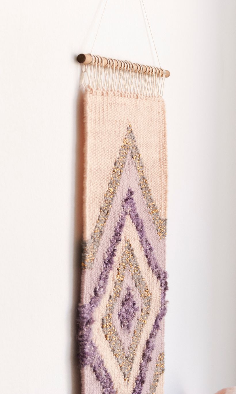 Tapiz Equilibrio tejido con lana y fibra de banana.