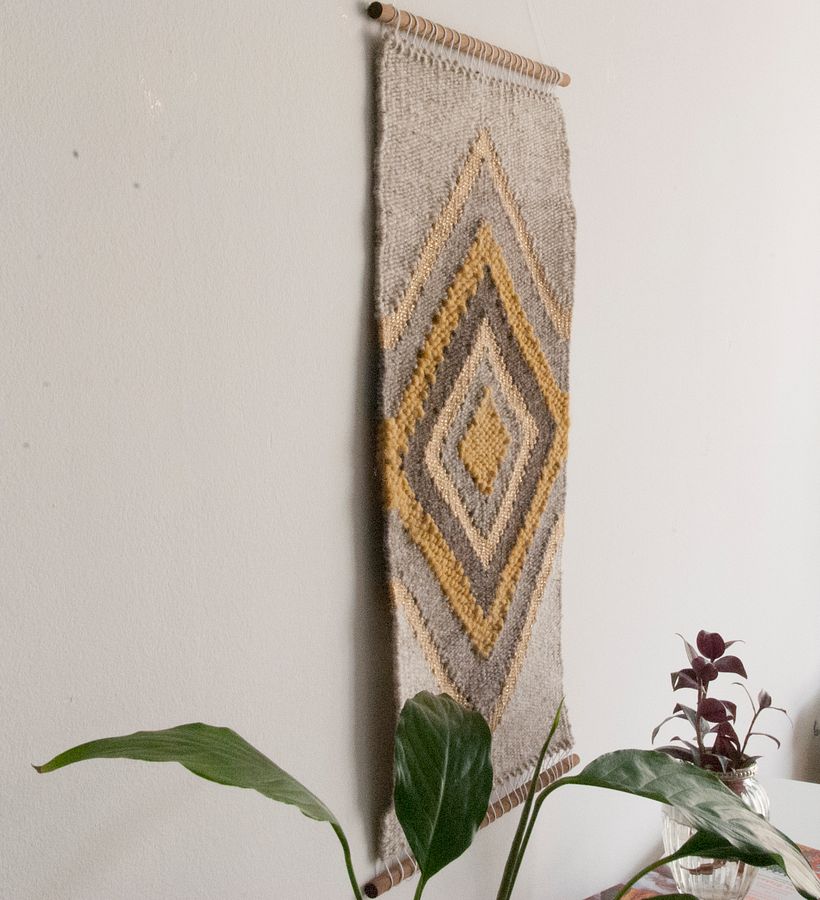 Tapiz Equilibrio tejido con lana y fibras sintéticas