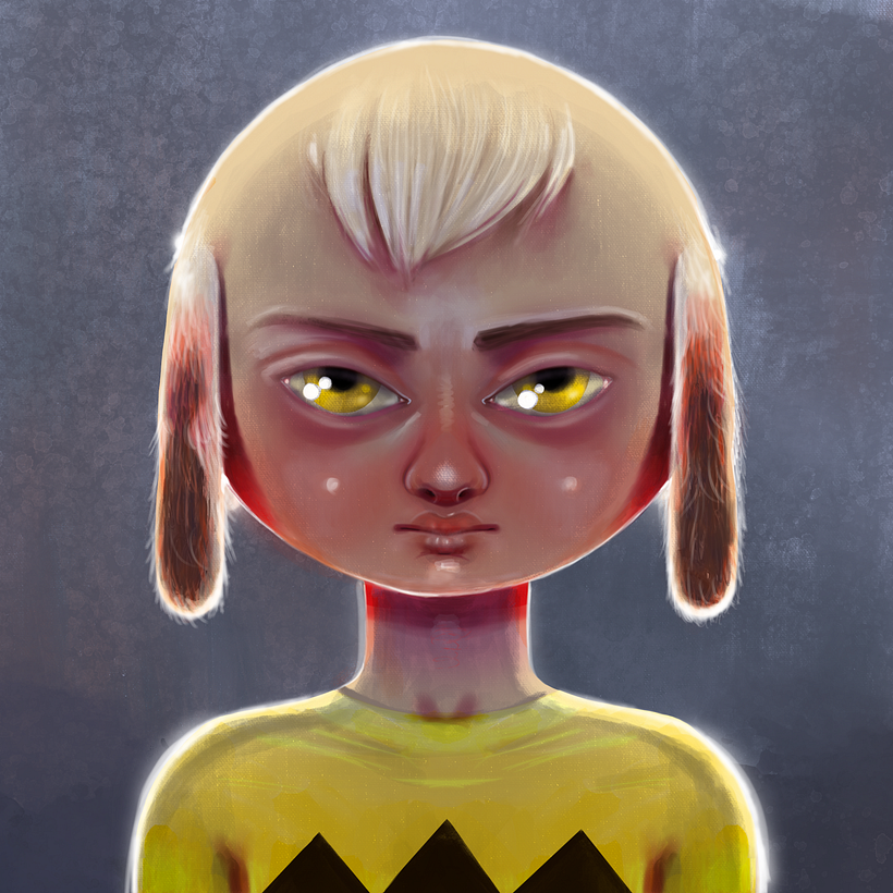 A little bit of Snoopy, a little bit of Charlie Brown. This is a character I am working on for a personal project.