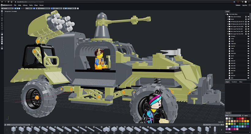 interfaz, mecaBricks , software online para modelado lego