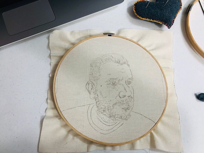 Primera parte del bordado. 