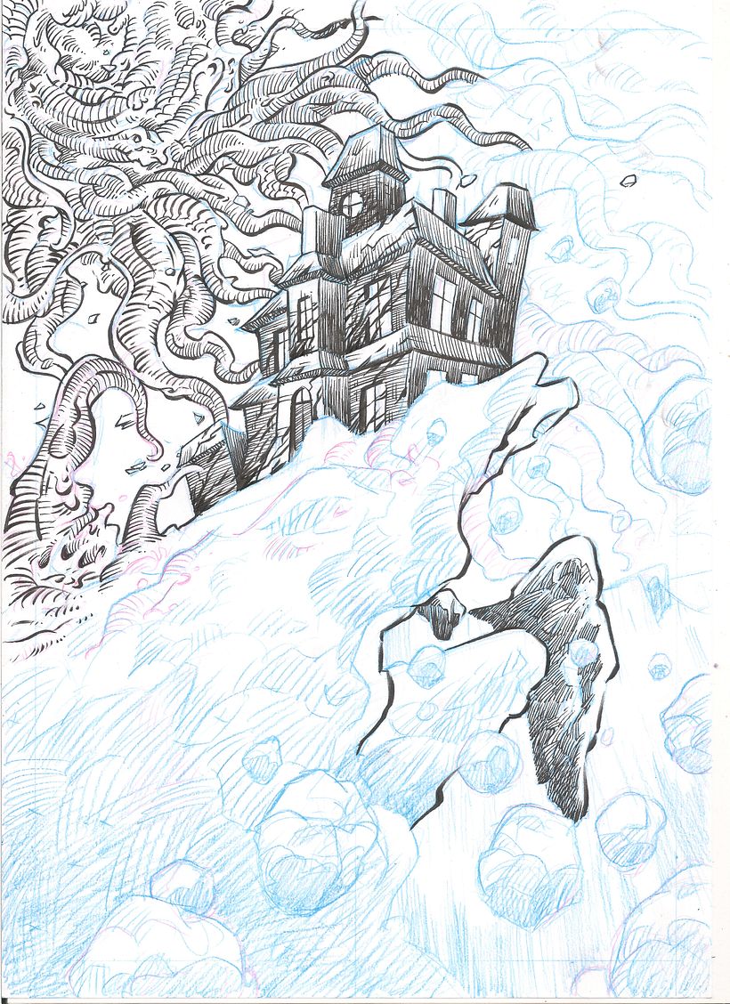 Original pencil (sketch pencil) and inking process (brushpen and calibrated rotrings)