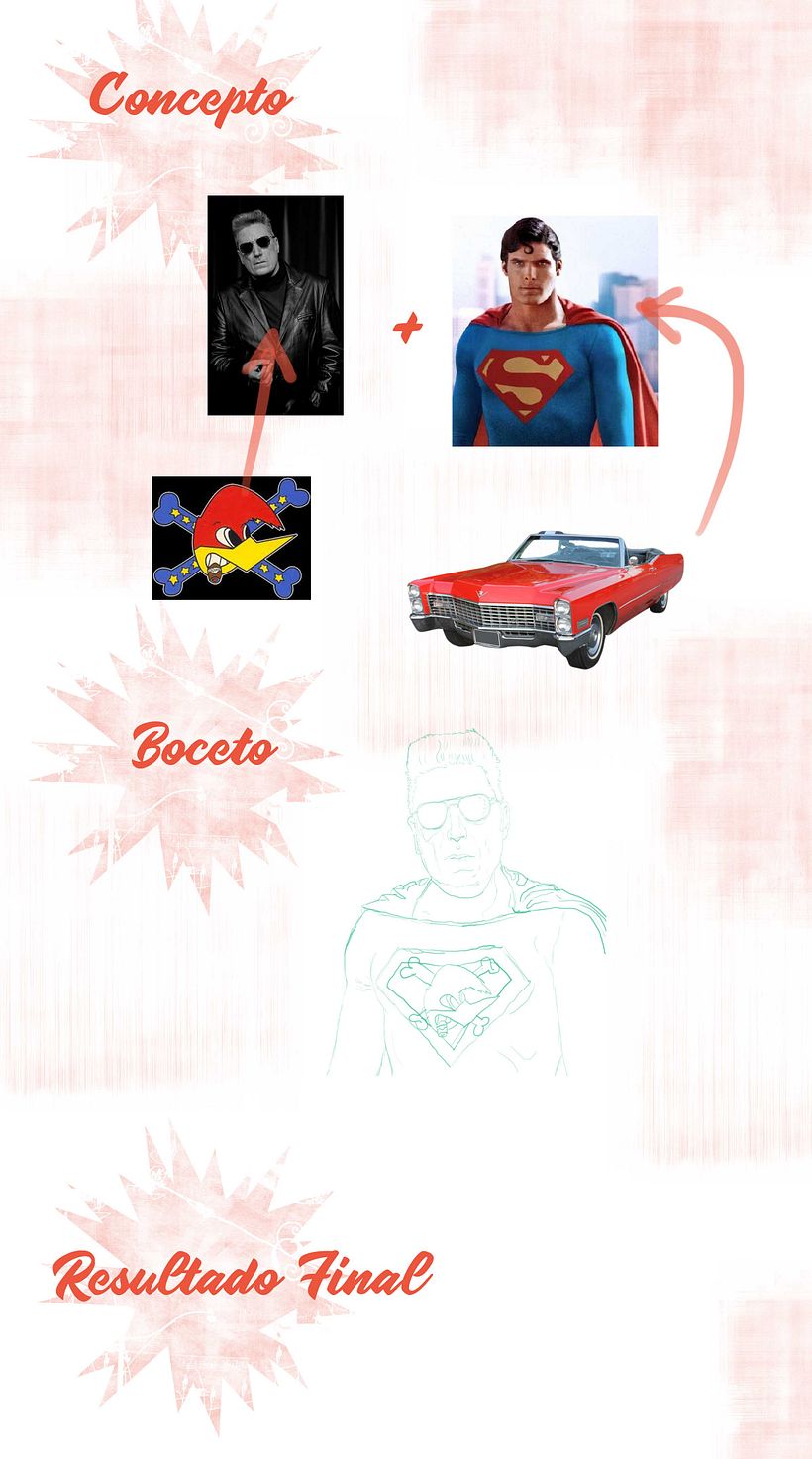 Ilustración con Rock and Roll y superpoderes: Loquillo. -1