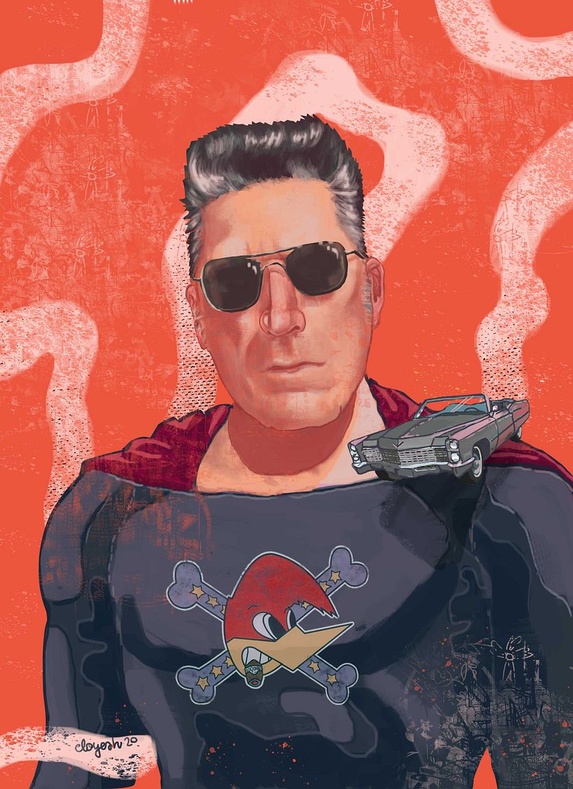 Ilustración con Rock and Roll y superpoderes: Loquillo. 0