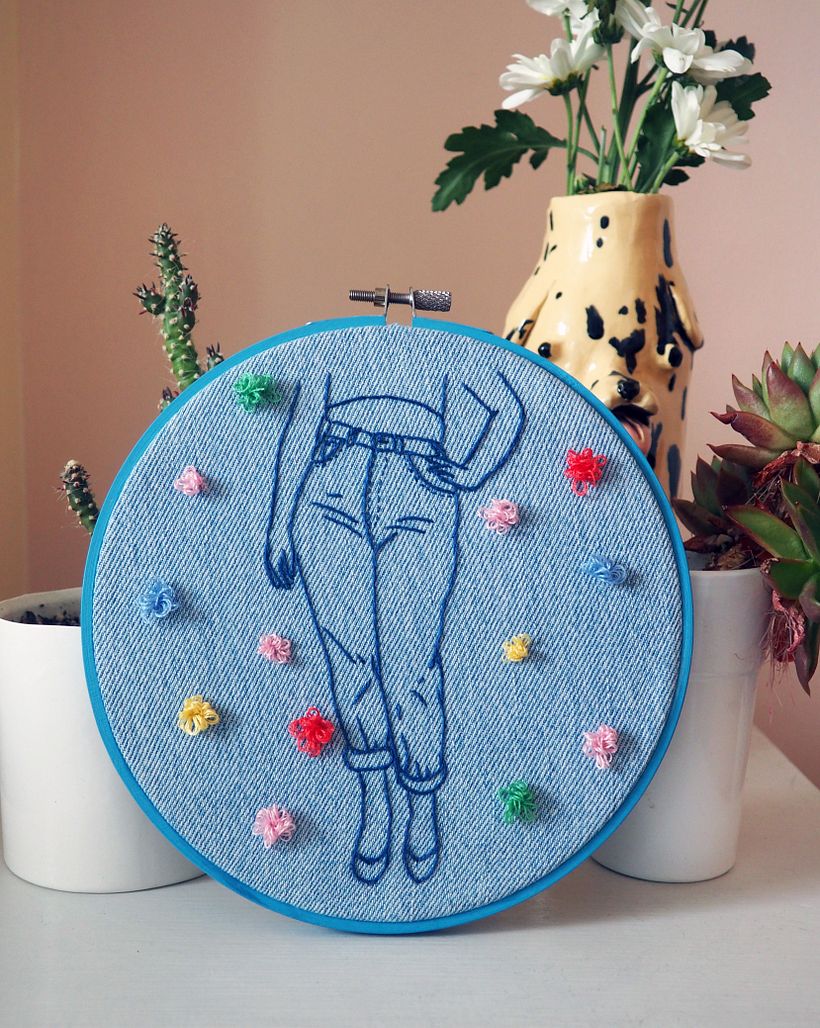 Levi's vintage - Broderie main et punch needle sur denim vintage - 2018