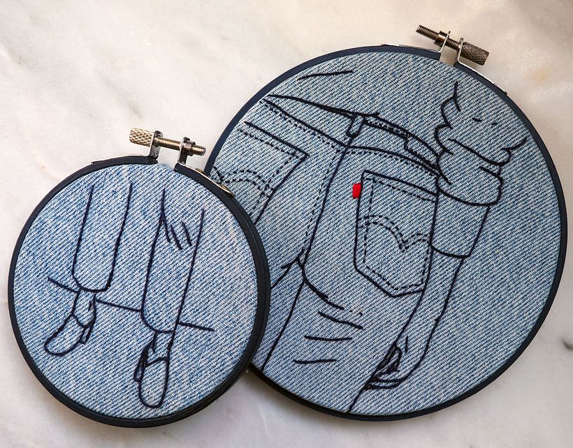 Levi's vintage - Broderie main et punch needle sur denim vintage - 2018