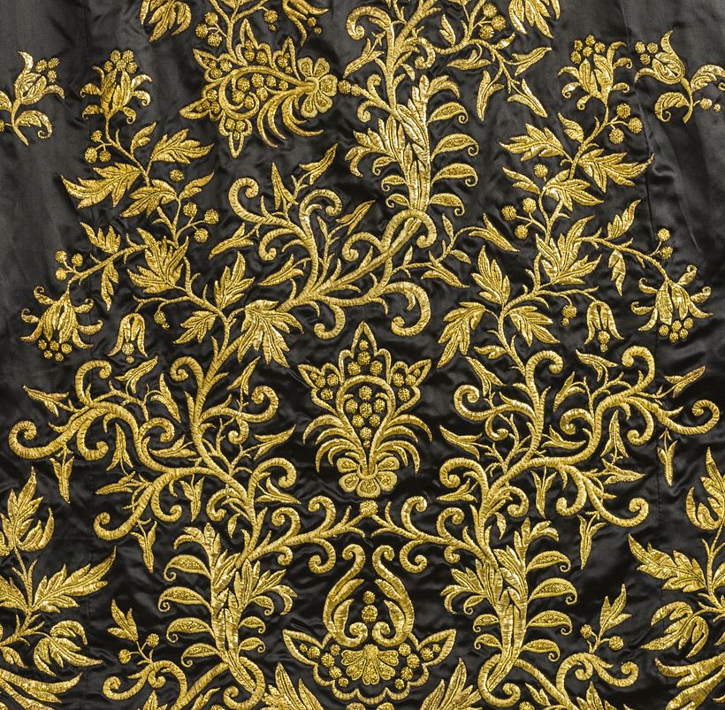 Goldwork in satin, ca. 1845