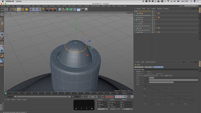 Generate a small mound in the cylinder