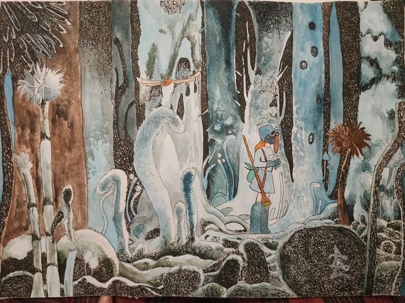 redraw de escena de película de Studios Ghibli "nausicaa del valle del viento"