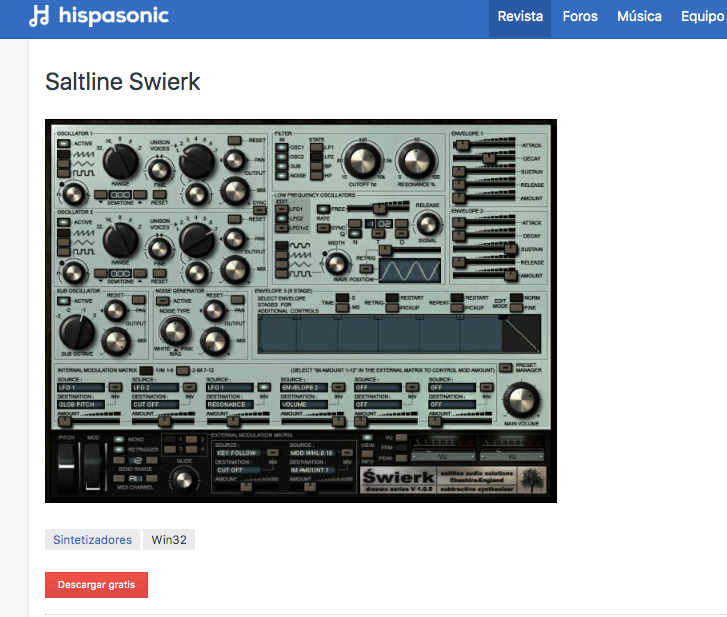 Hispasonic, vista de pantalla previa a la descarga.