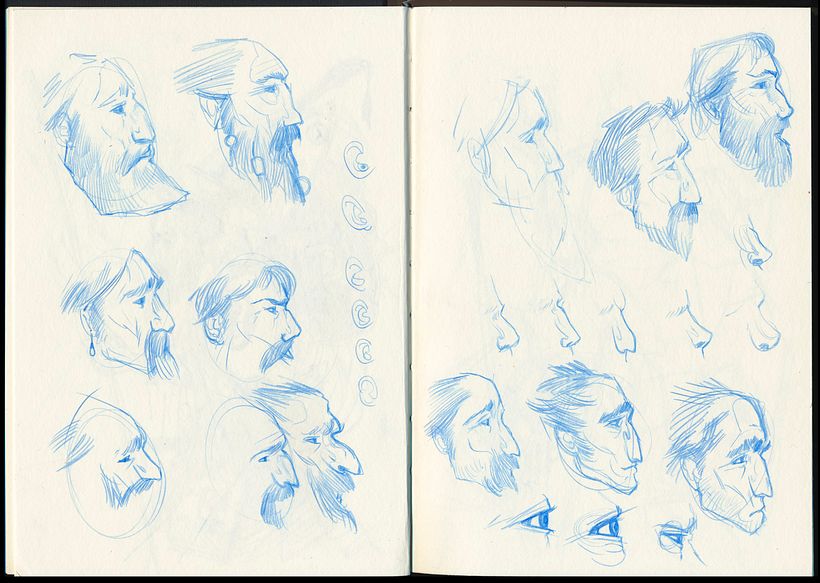 Estudio de gesto y expresión general de la cara del personaje.