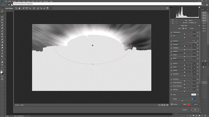 Use the Radial Filter to edit the sky