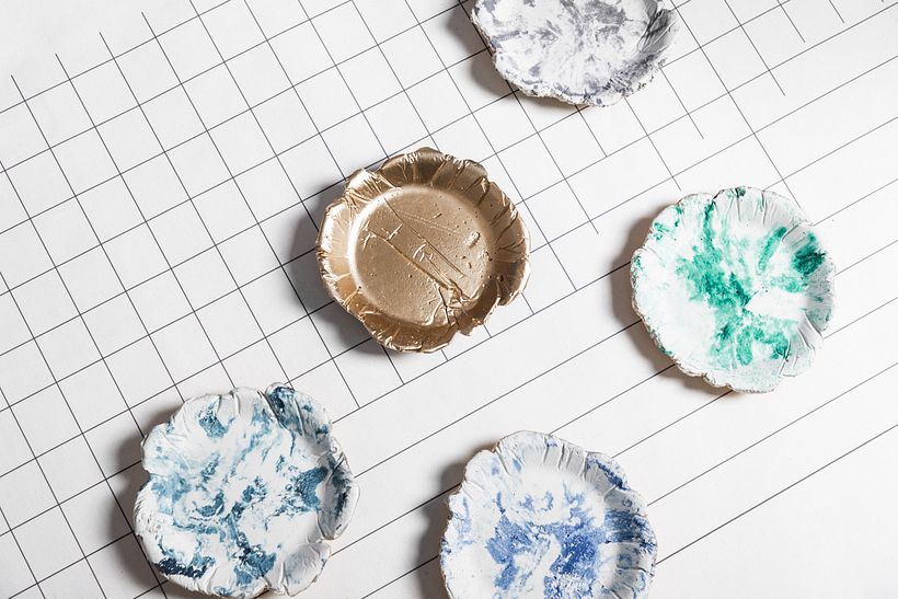 Plato Hoja Pequeño Marmolizado