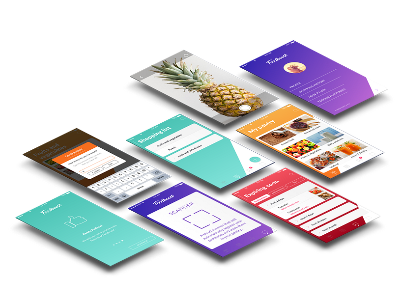 Various screens of the interactive prototype